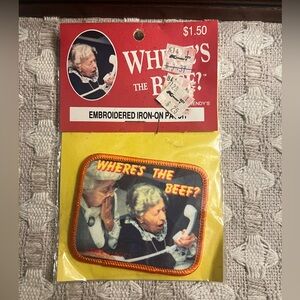 WENDY'S Vintage 1984 "Where's The Beef" Embroidered Iron On Patch New Old‎ Stock